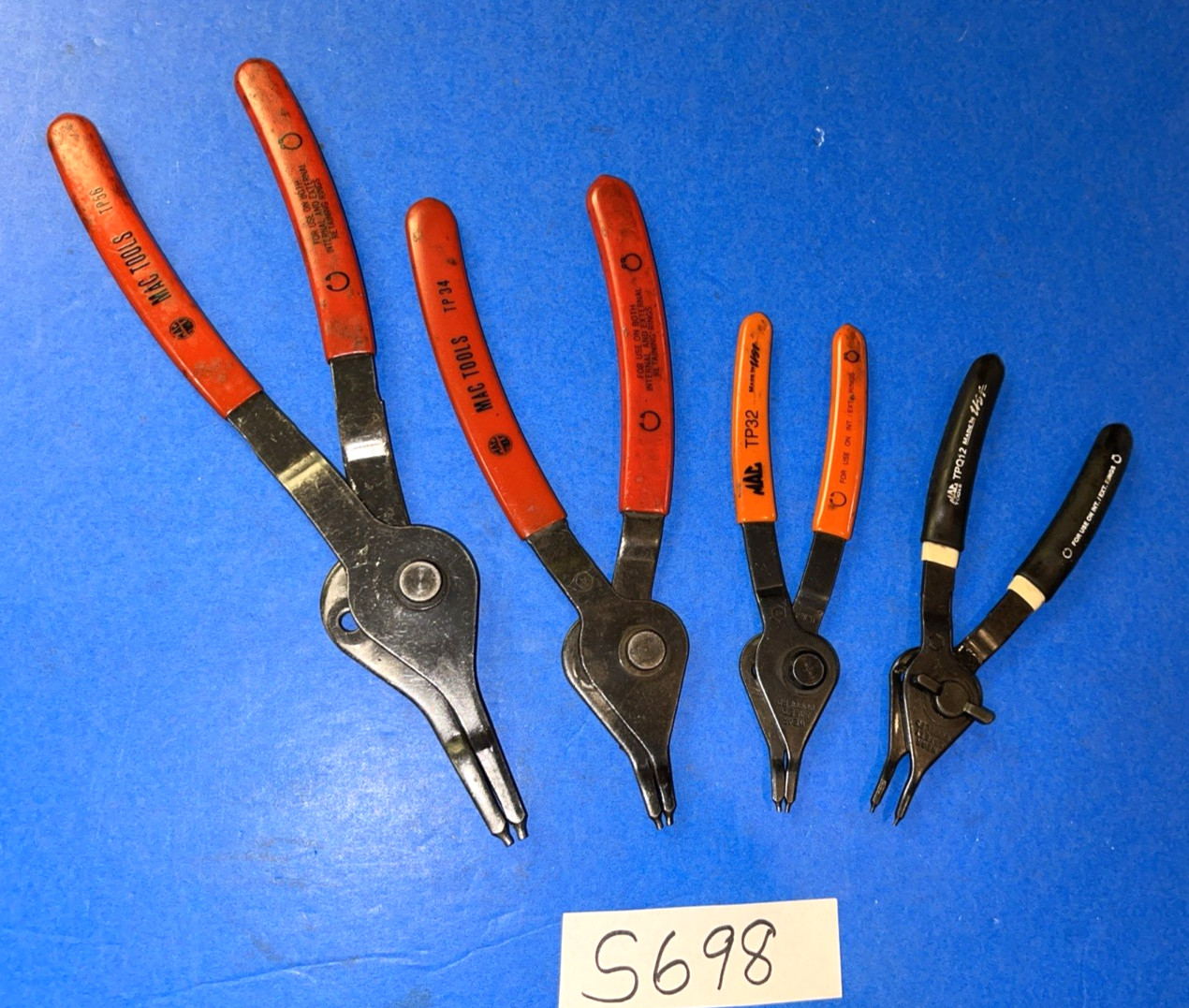 MAC TOOLS 4 PIECE CONVERTIBLE STRAIGHT SNAP RING PLIERS ONE OF EACH SIZE