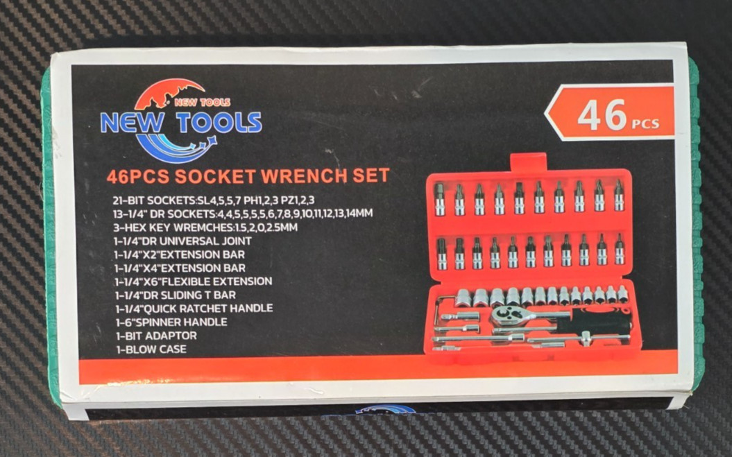 New Tools 46 Pcs Socket Ratchet Wrench Set 1/4″ Dr Screwdriver Repair Tool