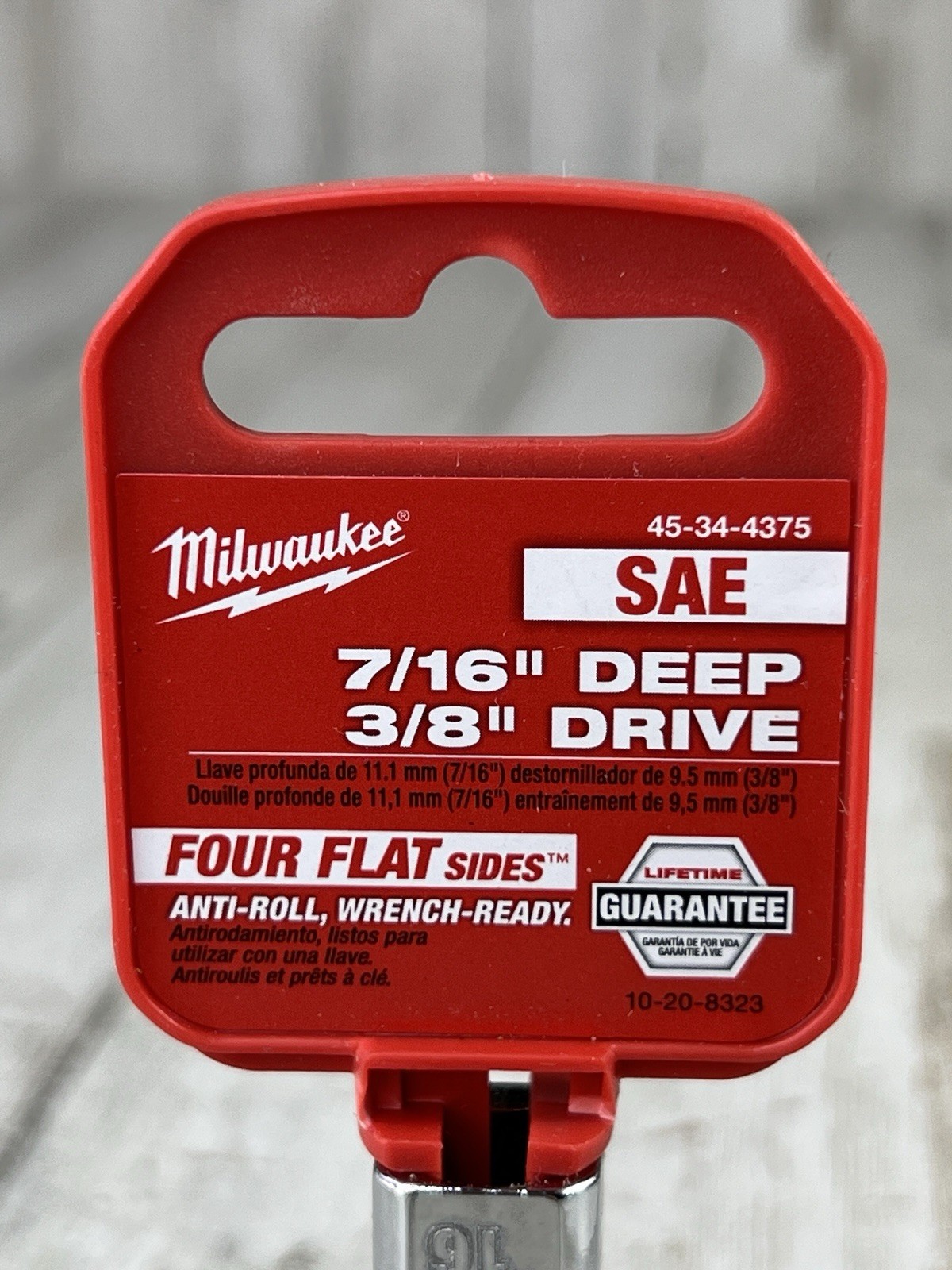 Milwaukee 7/16 in. Deep, 3/8 in. Drive SAE 4 Flat Sides Standard Deep Socket