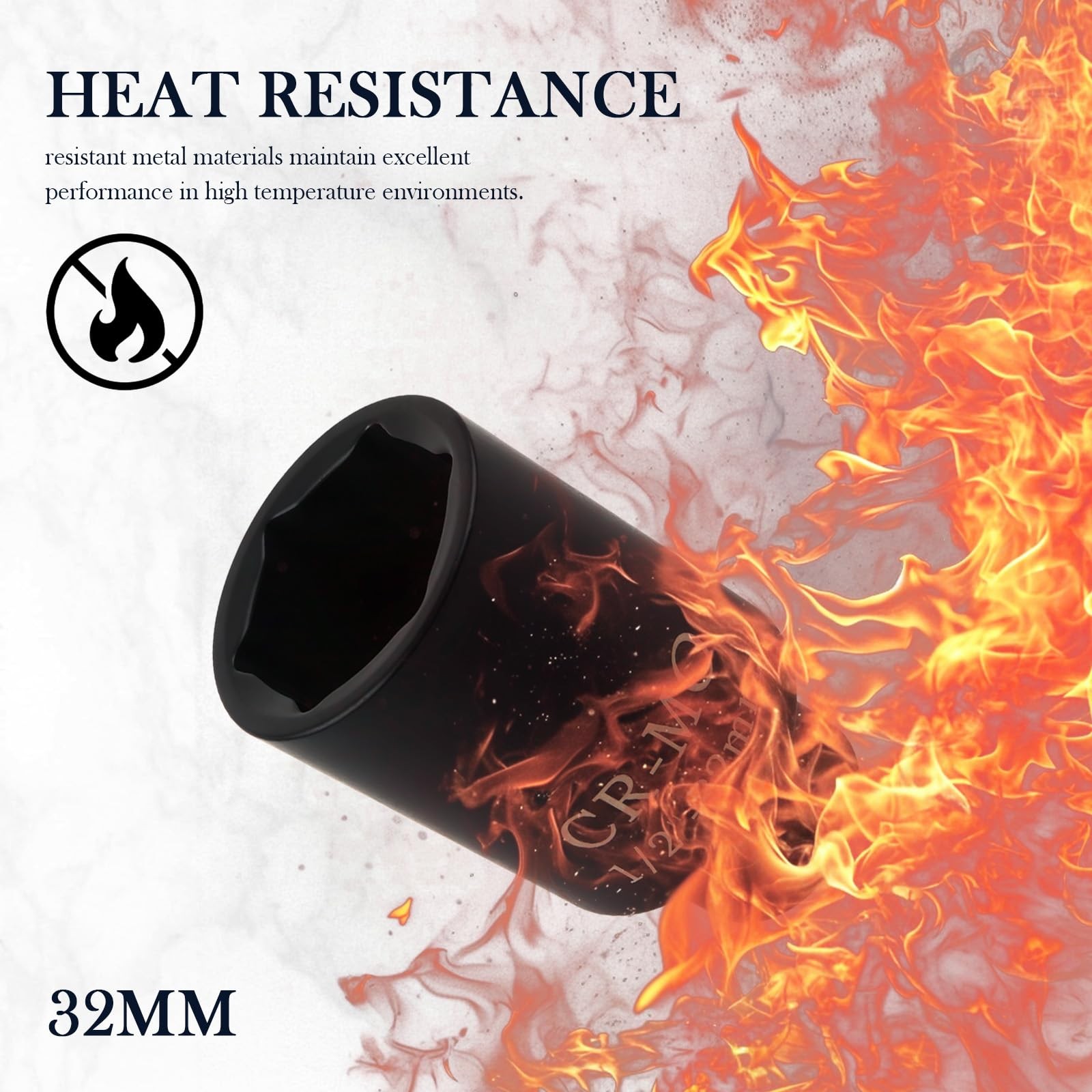 32mm Socket 1/2 Drive with 6 Point Design,Anti-Rust 3.05×1.73×1.73 inch,