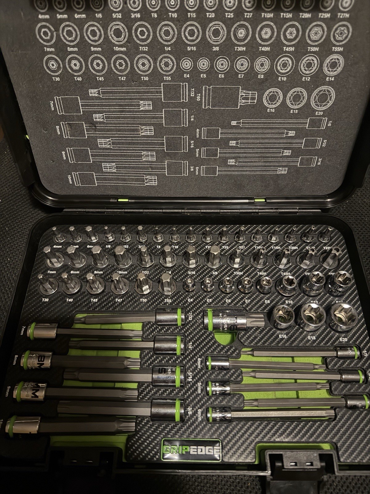 GRIPEDGE 62pc Hex And Torx Set With Master Bit Set
