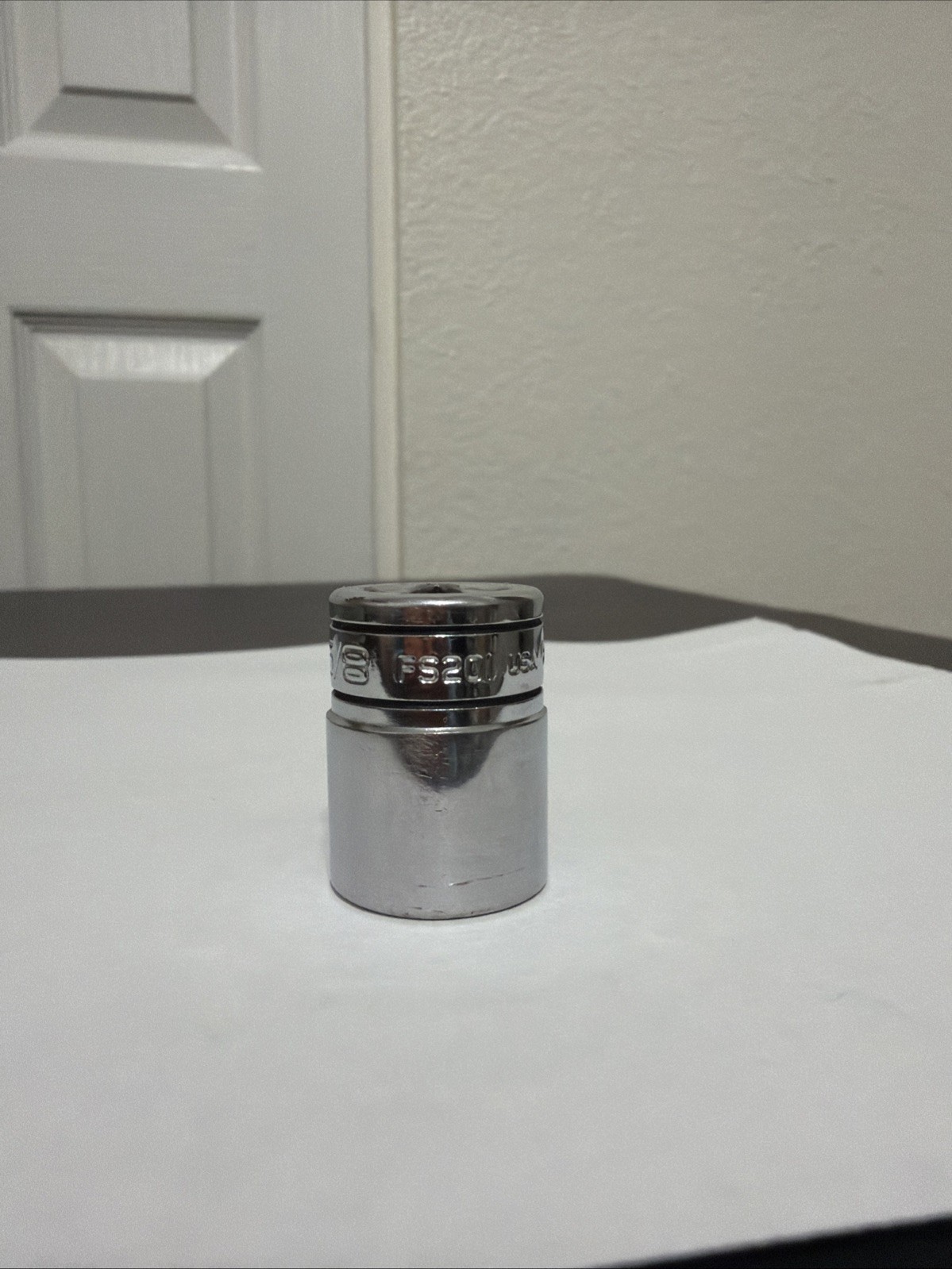 Snap On Tools FS201 3/8 Dr 6Pt SAE 5/8 Flank Dr Shallow Chrome Socket USA