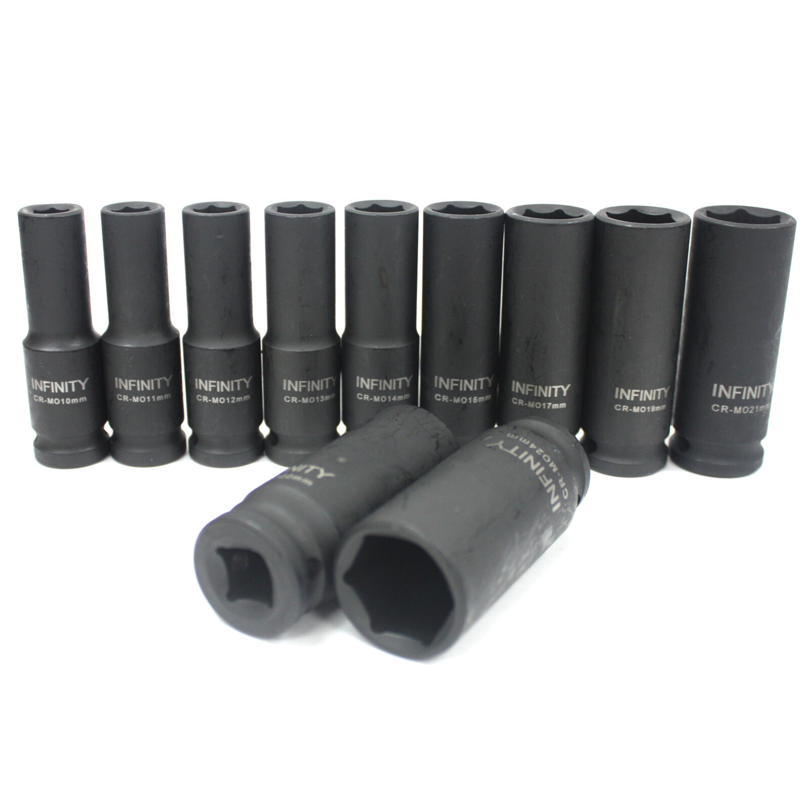 12pcs MM Metric Size 1/2″ Deep Impact Chrome Molybdenum Steel Socket Set