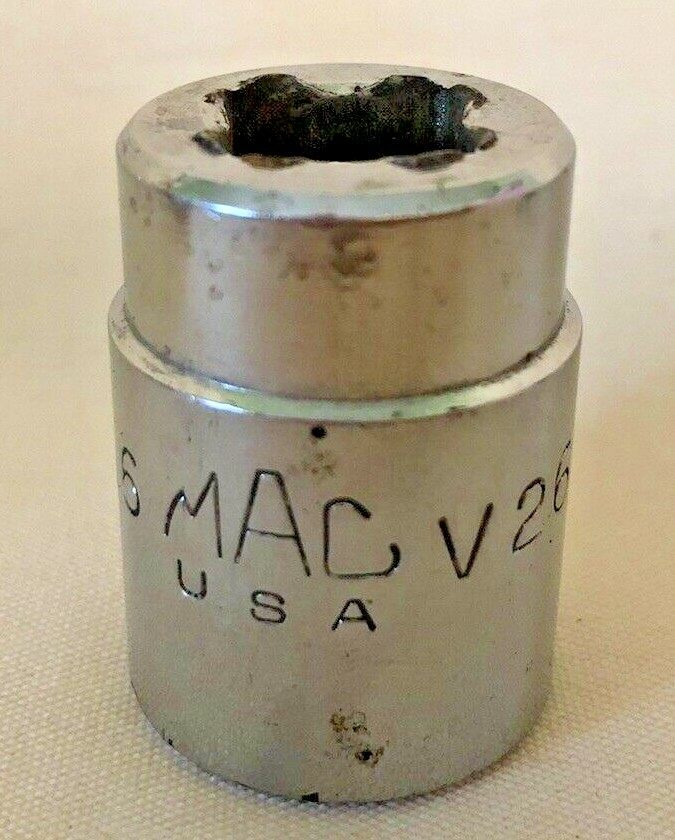 4 MAC Tools sockets (2) V386 1-3/16 V266 13/16 V146 7/16 SAE 6 Point 1/2″ Drive