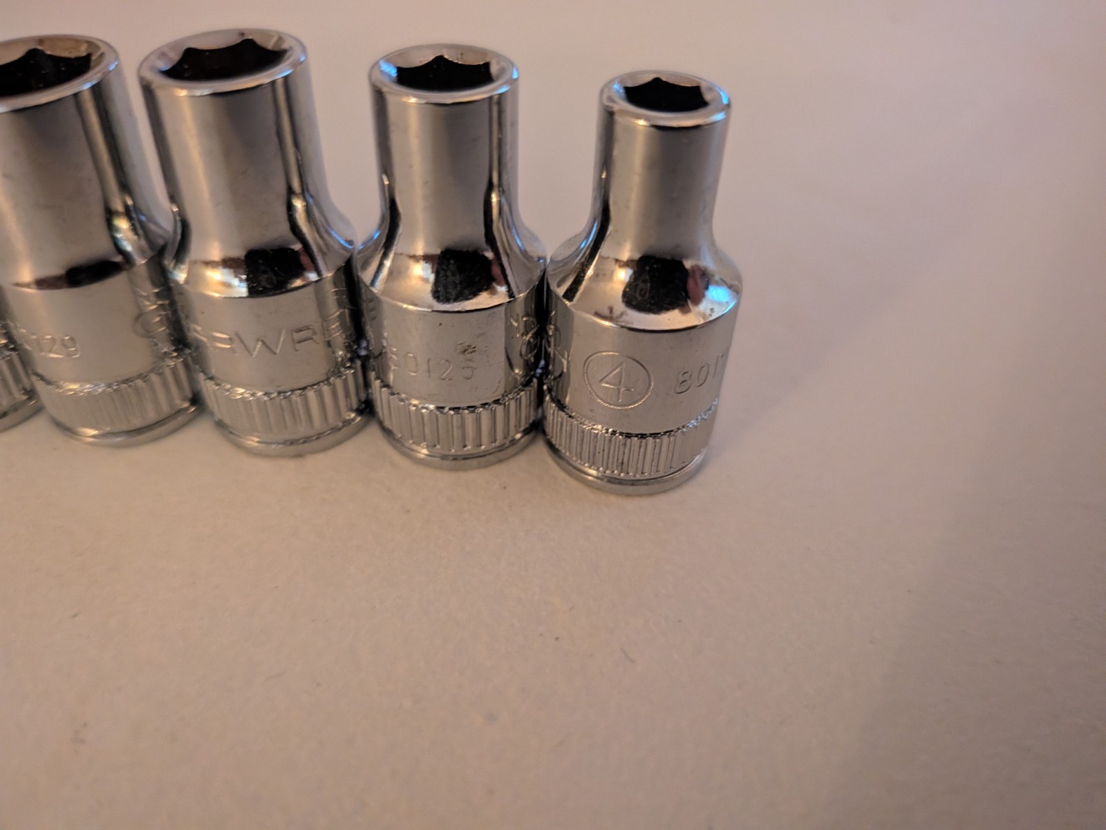 10 Pc Gearwrench Chrome Metric Socket Set. 1/4” No rust, No markings