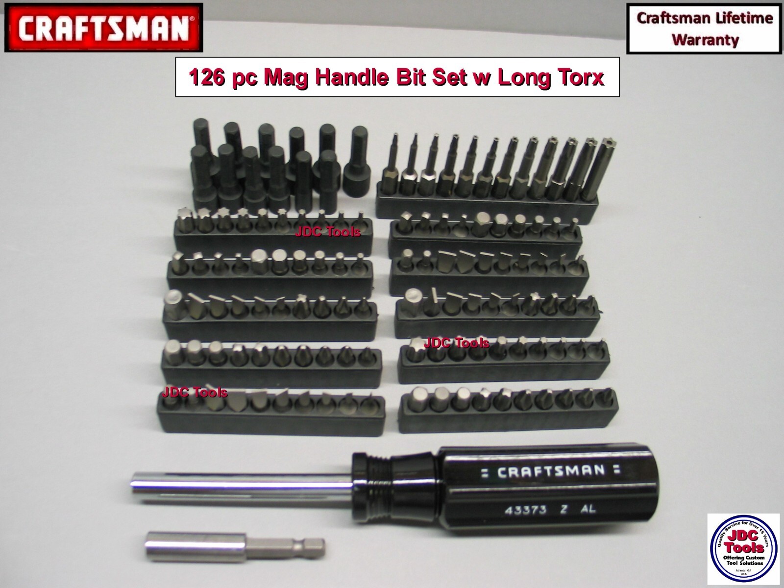 CRAFTSMAN 126 pc Bit Set w 44373 NUT DRIVER MAGNETIC HANDLE 63