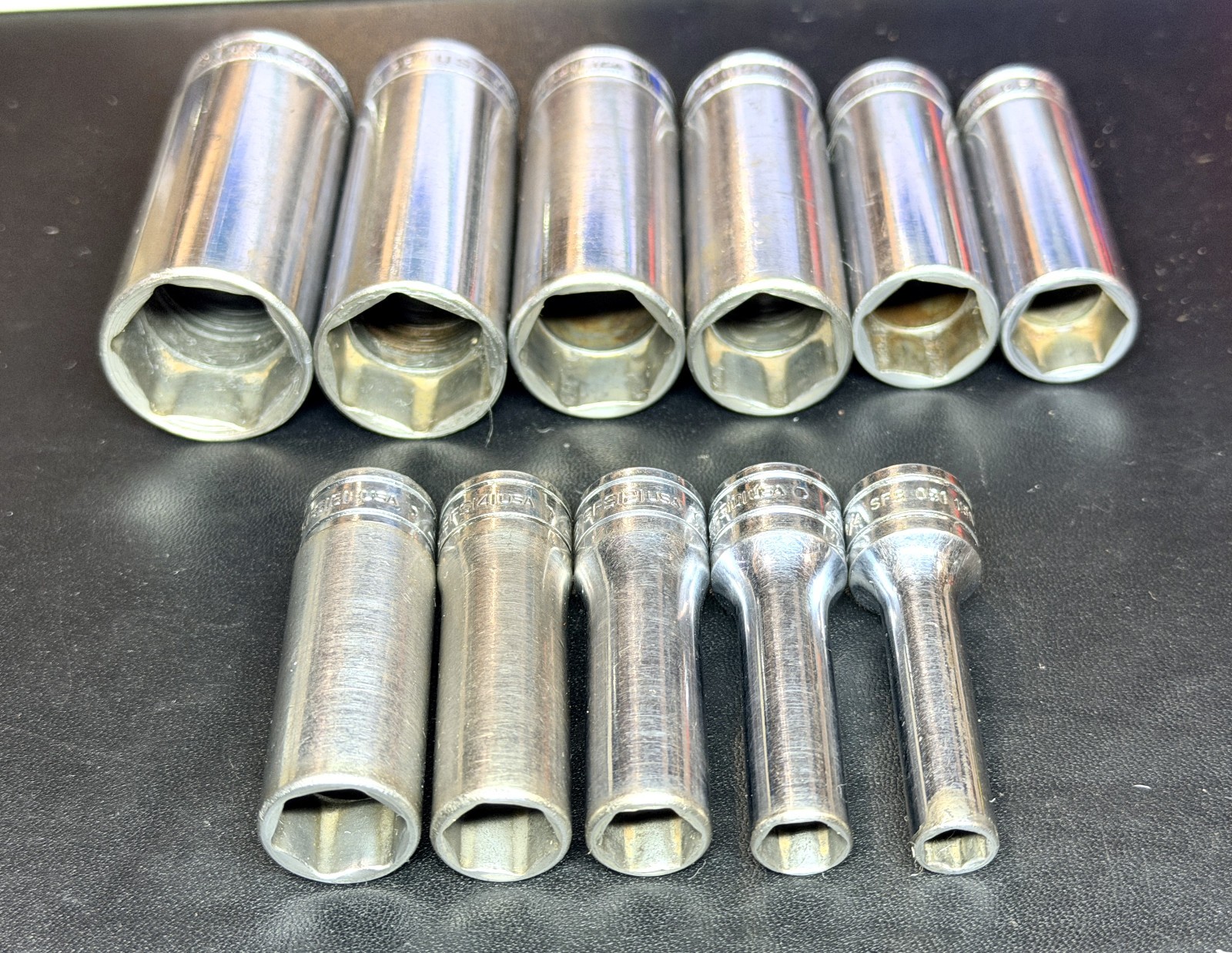 SNAP ON 211SFSY 11-PIECE 3/8″ DRIVE SAE DEEP 6-POINT SOCKET SET 1/4″-7/8″ USA