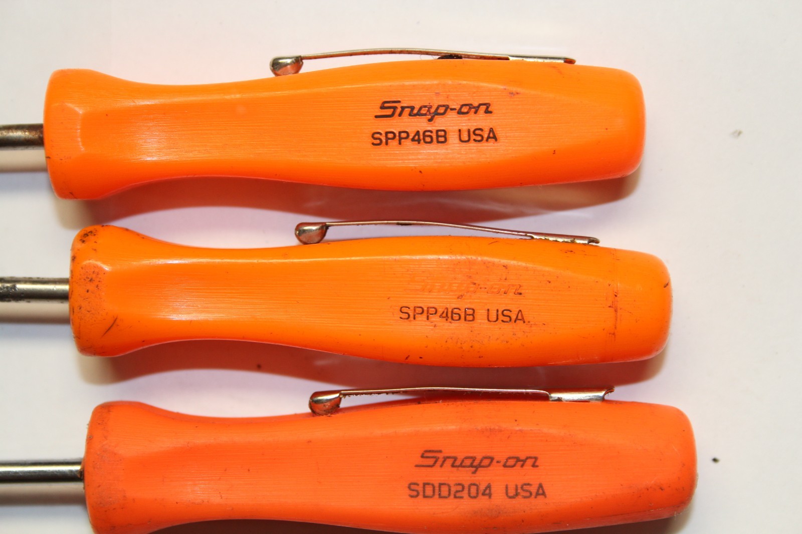 SNAP-ON TOOLS 3-PIECE LOT OF Flat Tip Pocket Screwdriver (Orange) USA