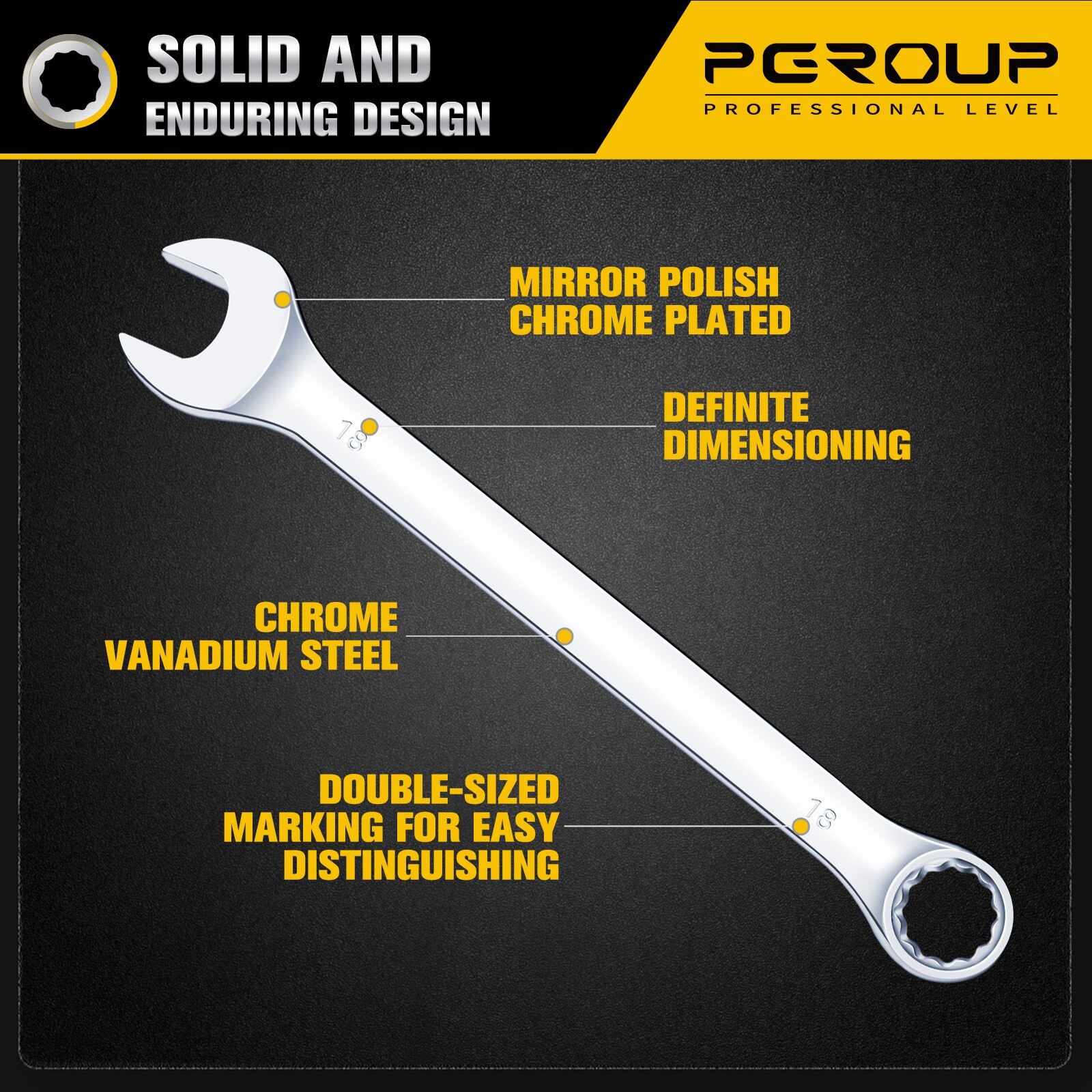 32 Piece SAE & Metric Combination Wrench Set, CR-V Steel Mirror Chrome Polished