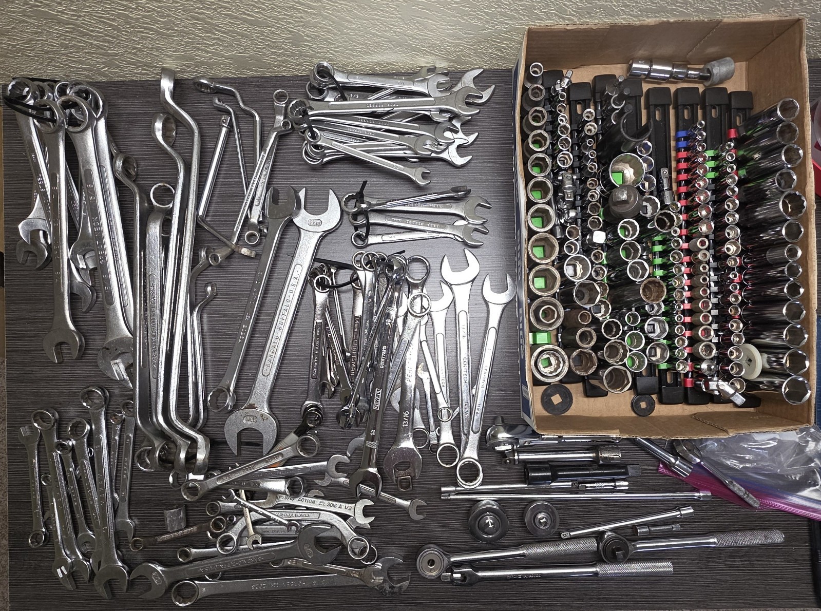 Lot of Misc Sockets, Ratchets, Extensions and Wrench’s – Sets are not complete