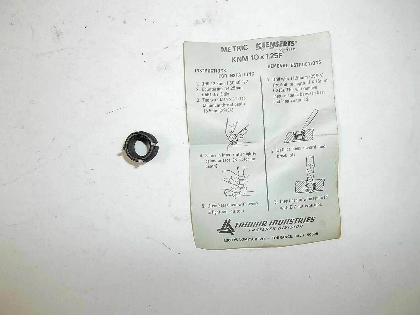 KEENSERTS THREAD REPAIR INSERTS KNM 10X1.25F 20-KTRI jh