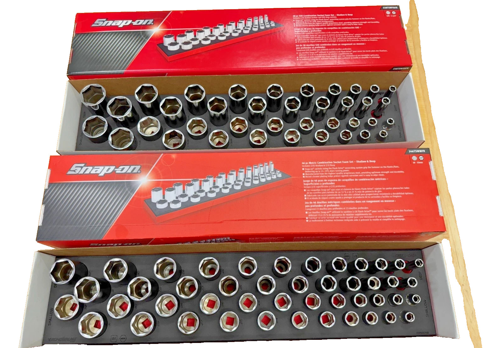 Snap-on Tools NEW RED 84pc 1/2″ Drive 6pt Metric + SAE Master Socket Foam Sets