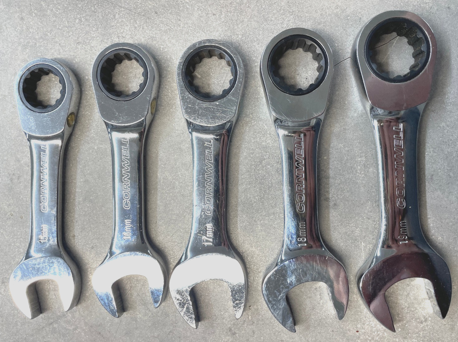 Cornwell Tools CRW12MSSB 12 Pc Stubby Metric Ratcheting Wrench Set In Foam Tray