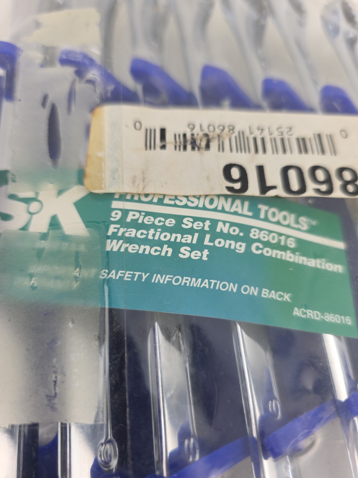 SK 86016 9 Pc SAE Long Combination Wrench Set USA SuperKrome Factory Sealed NOS