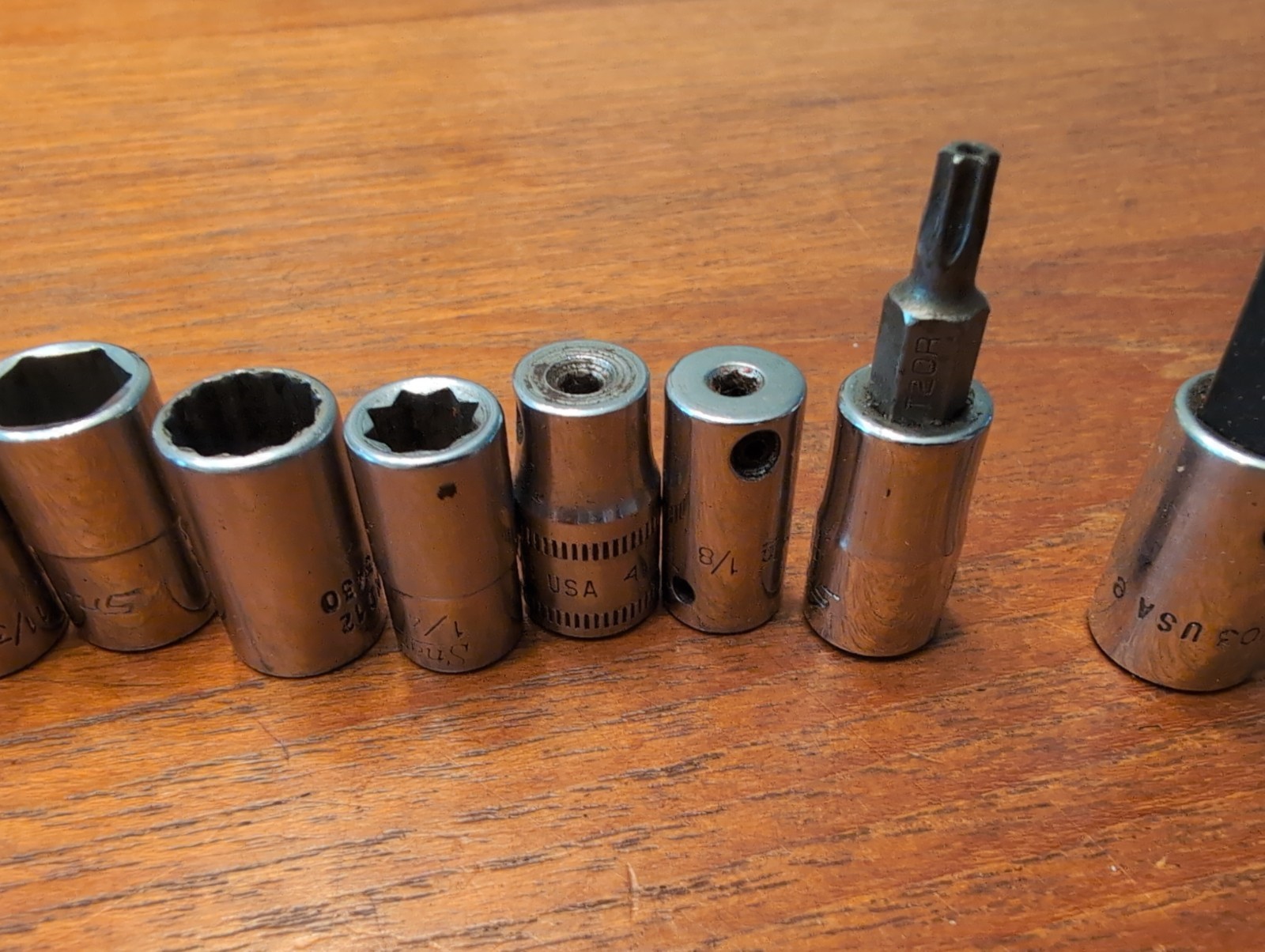 12x Snap On 1/4 Drive Socket Lot Shallow, Deep, Double Square, Hex Torx
