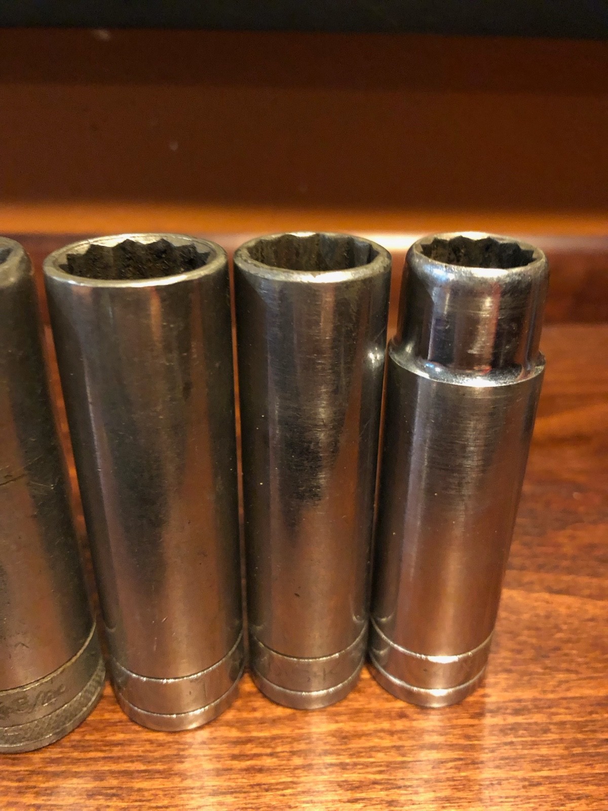 SK S-K Tools Vtg Deep 1/2” Drive 12 Pt Partial Socket Set 9/16” To 7/8” USA