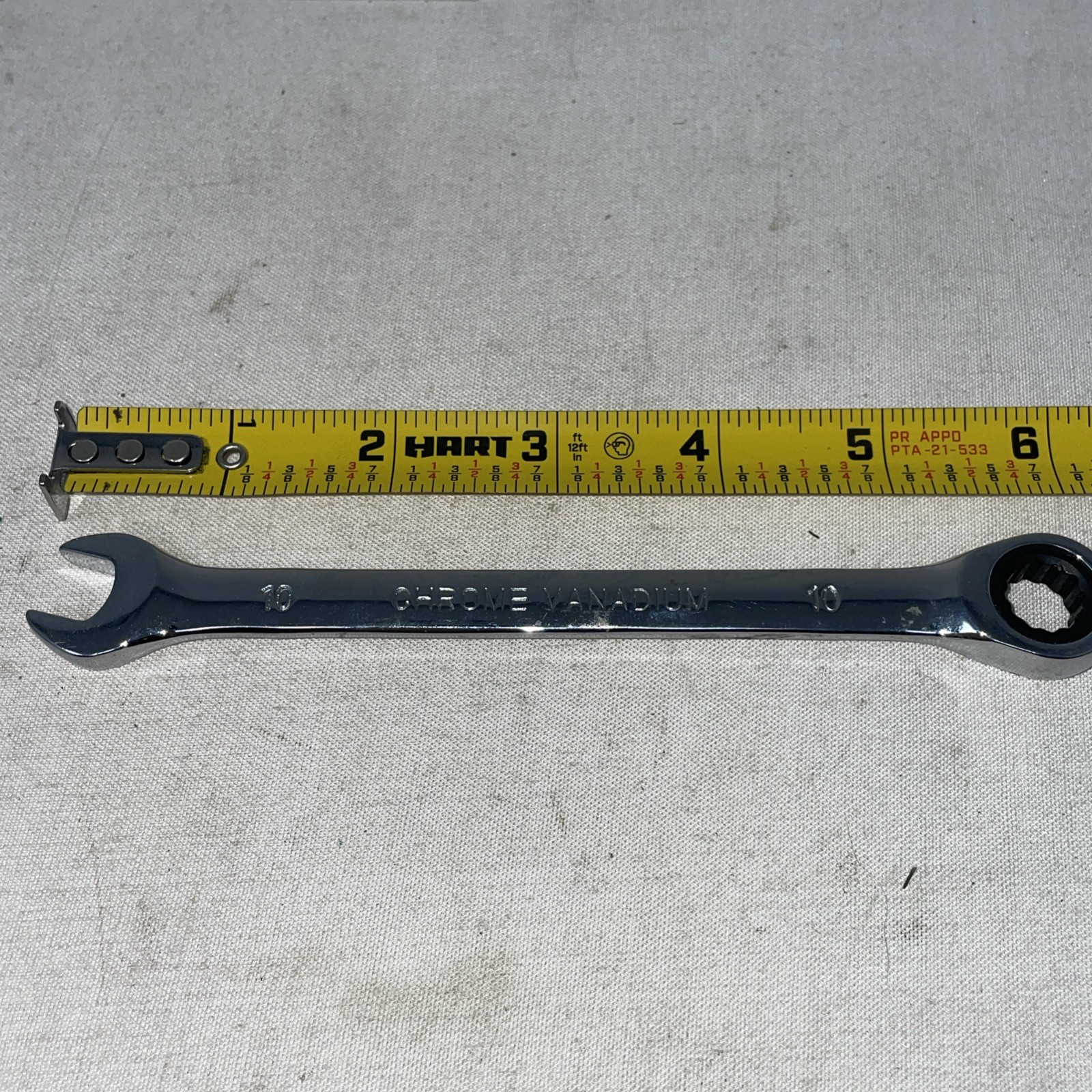 Chrome Vadnium 10 mm Ratchet Wrench/ Open End Combo Wrench 6” Long