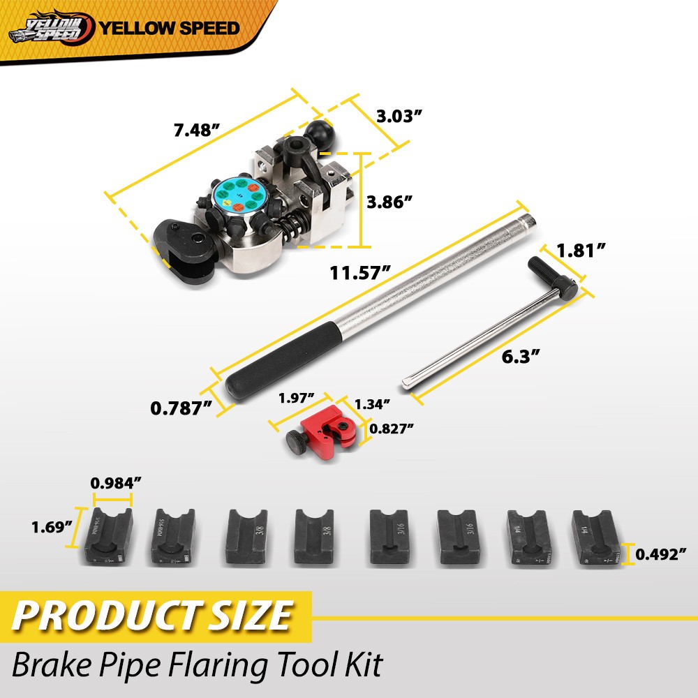 Brake Pipe Flaring Tool Kit 45 Degree Flare Tubing Tool Set with Storage Case