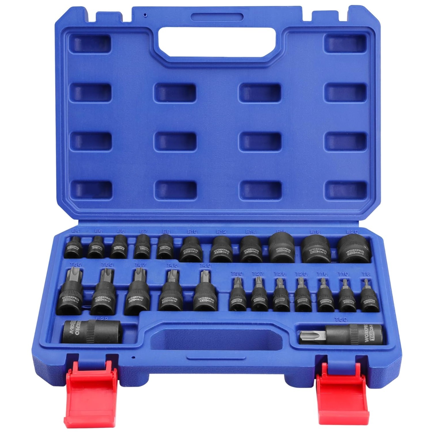 Heavy-Duty 25-Piece Torx Socket Set, Black Phosphate Coating