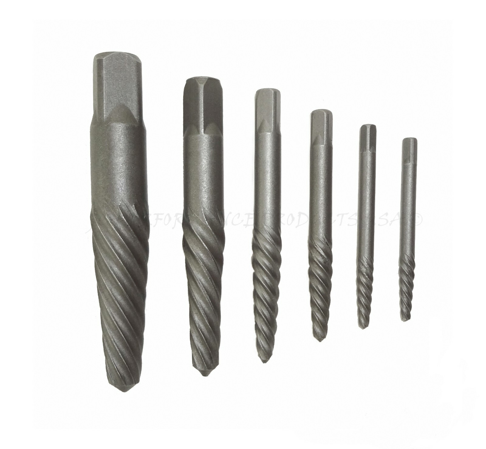 6 PC SCREW EXTRACTOR KIT SET BROKEN BOLT REMOVAL TOOL EASY EZ OUTS LAG SHANK BIT