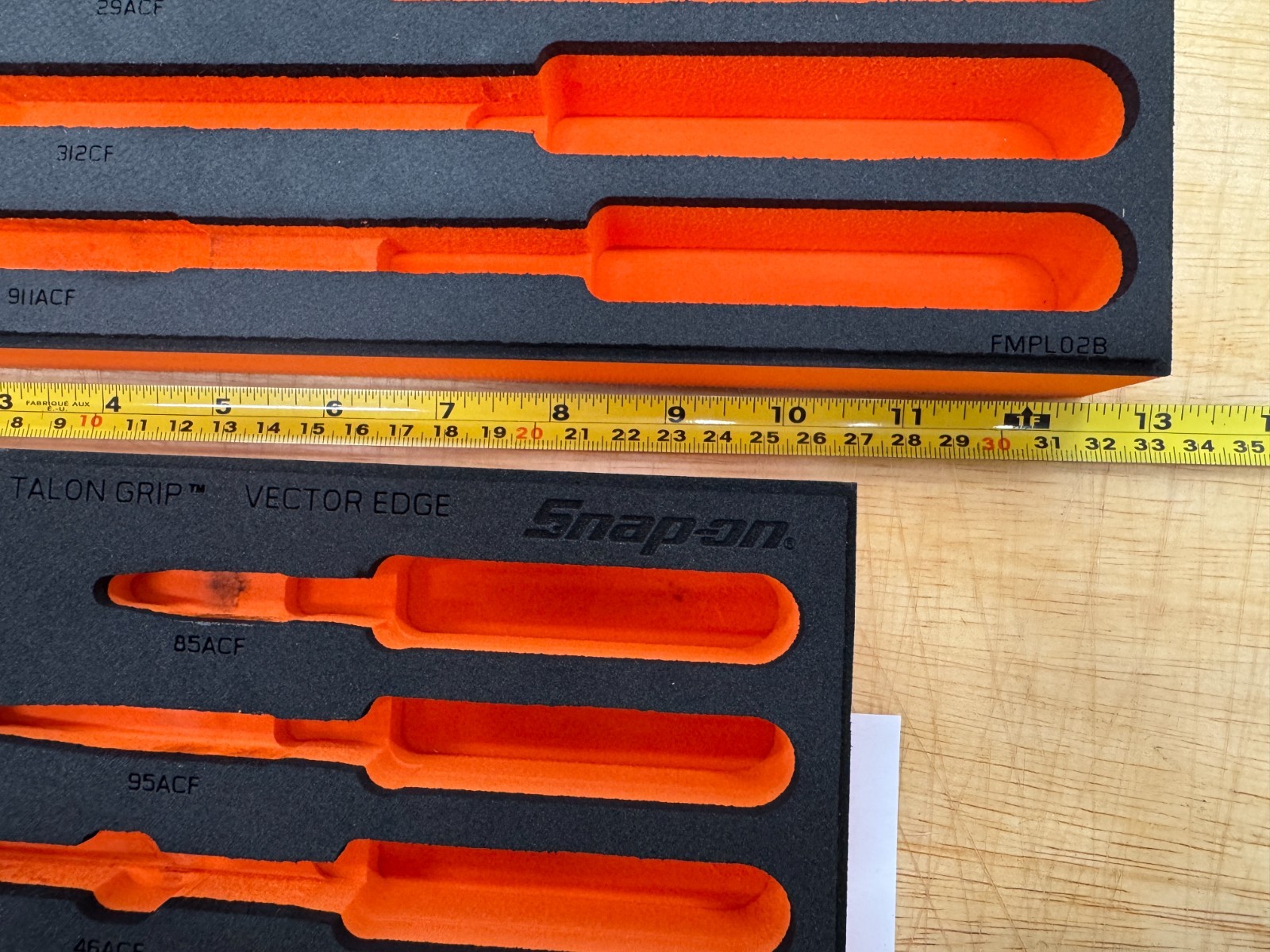 Snap-on Tools NEW 2pc ORANGE FOAM ORGANIZER TRAYS for 12pc Essential Plier Sets