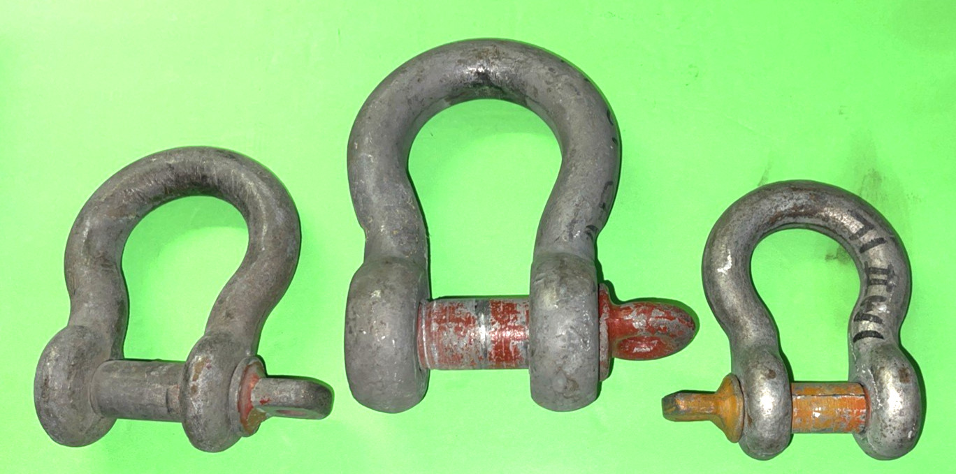 CROSBY & UNKNOWN TOOLS 3 ANCHOR SHACKLES SWL 6-1/2, 8-1/2, 12 TON