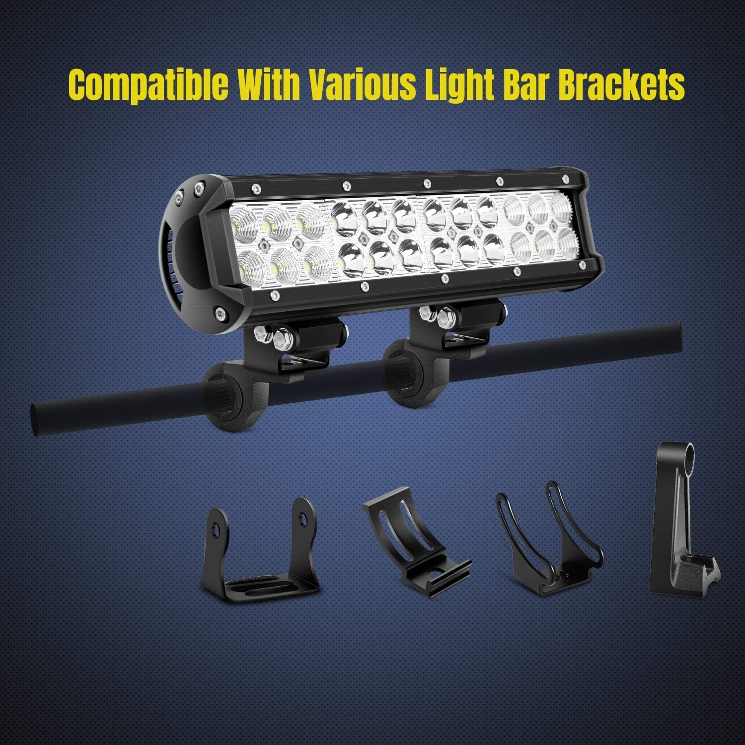 2PCS LED Light Bar Horizontal Bar Clamp Mounting Kit Fit on 0.75″ 1″ 1.25″ Bull