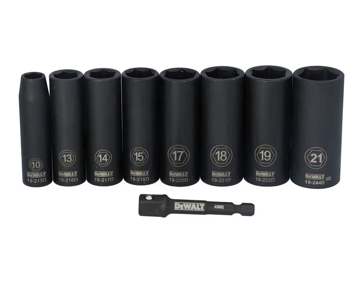 DEWALT 9 Piece Metric 3/8-in Drive Set 6 point Impact Socket Set