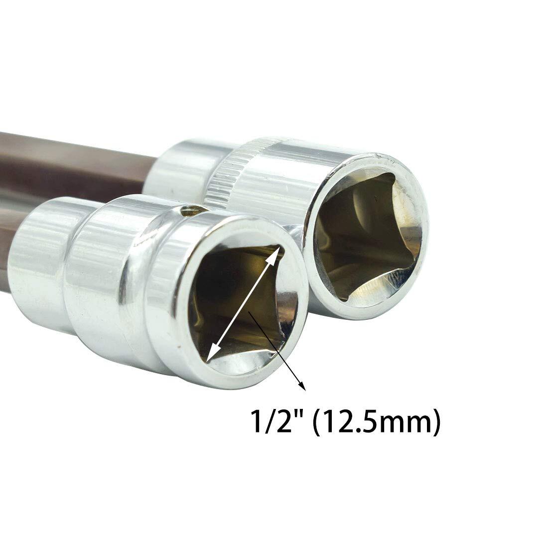2pcs T52 Torx Socket S2 Steel 125mm Length1/2″ Dri