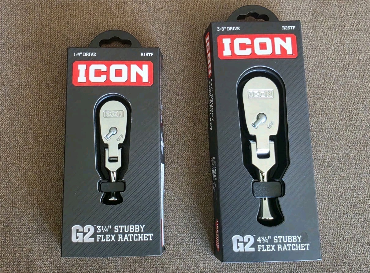 NEW ICON G2 3/8″ R2STF in Stubby Flex & G2 1/4″ B1STF Ratchet Combo Short Pair