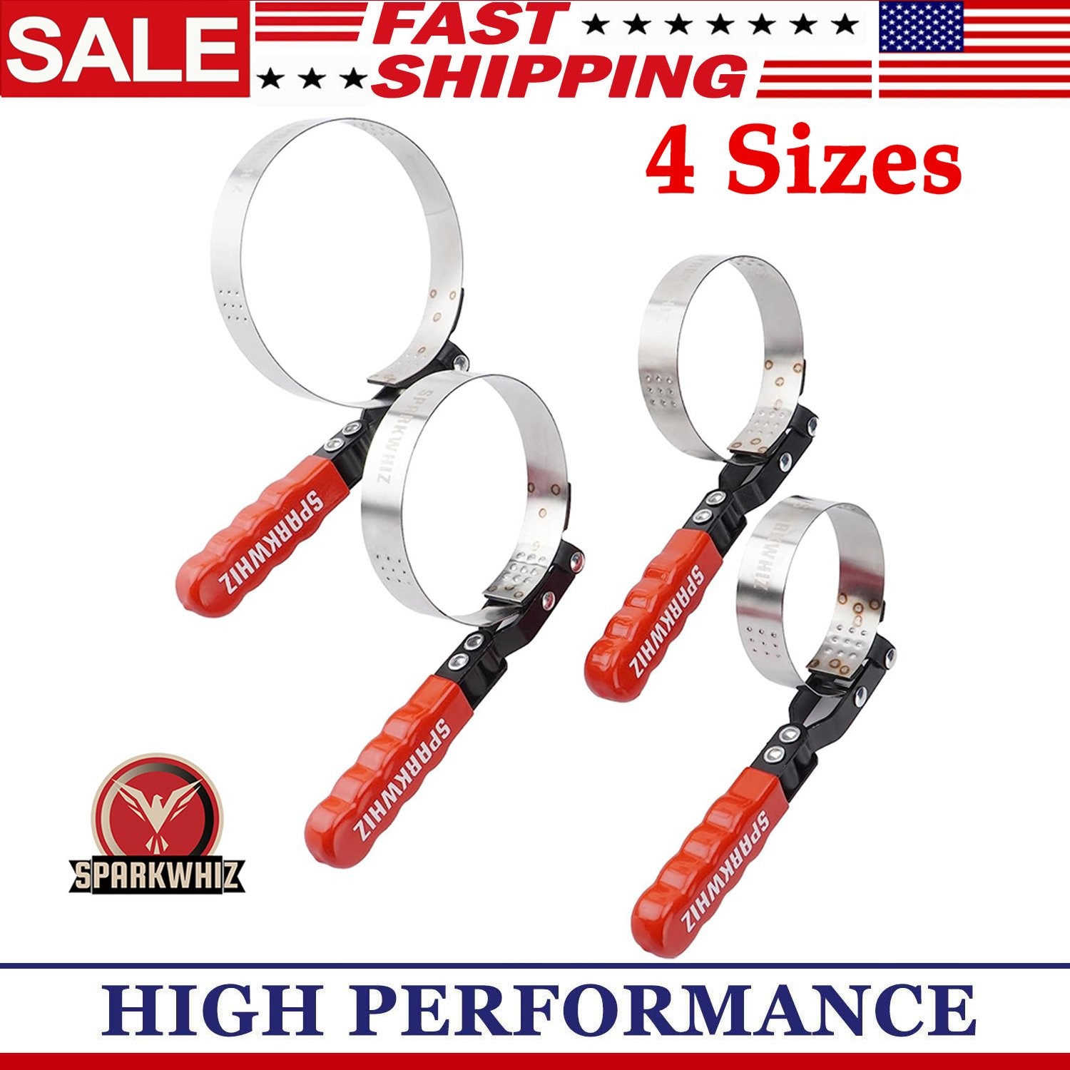 Oil Filter Wrench Adjustable Oil Filter Removal Tool Kit 2-3/4″ – 5-1/4″ 4 Sizes