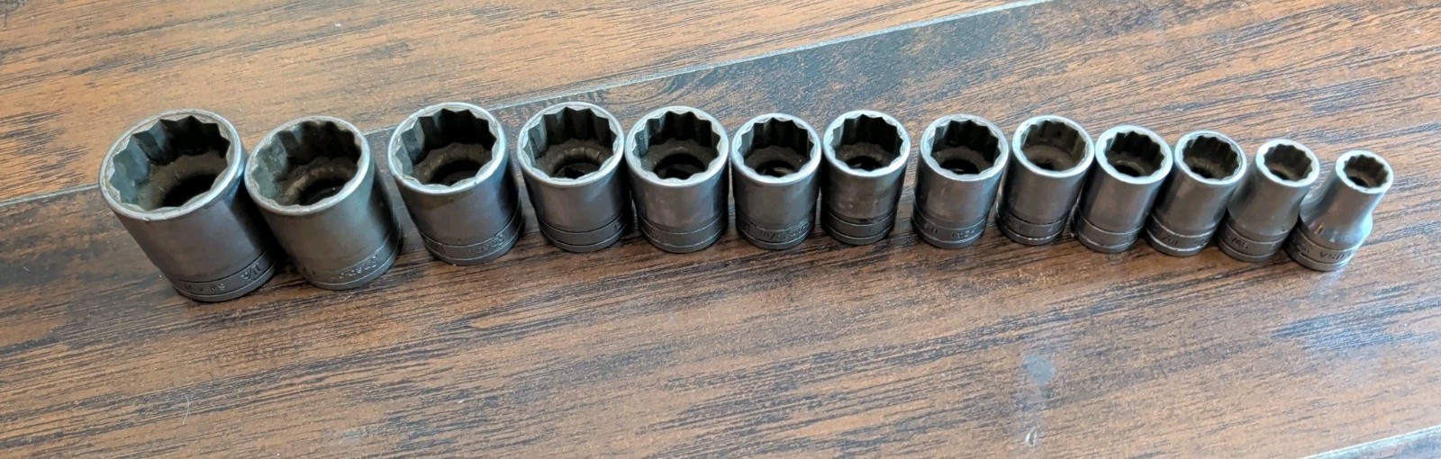 Vintage Snap On SW Series 1/2″ Drive Socket Set Of 13, 1-1/4 To 7/16, 12 Point