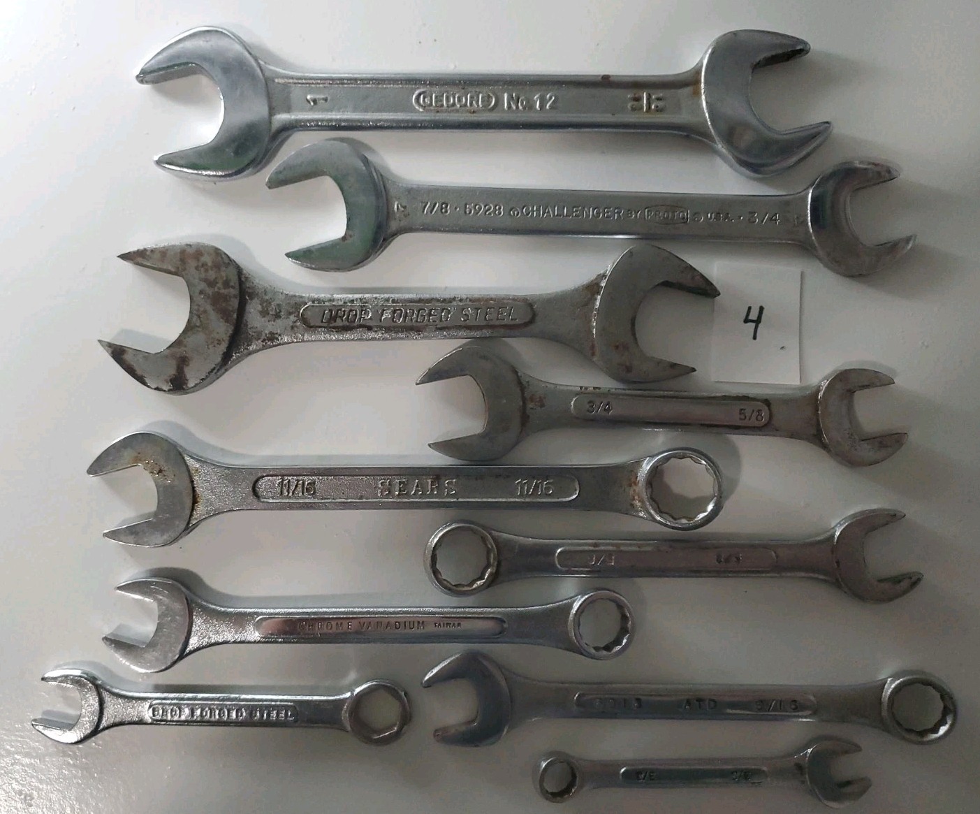 Lot Of 10 Wrenches Gedore Challenger Proto Sears ATD Various Sizes Hand Tool