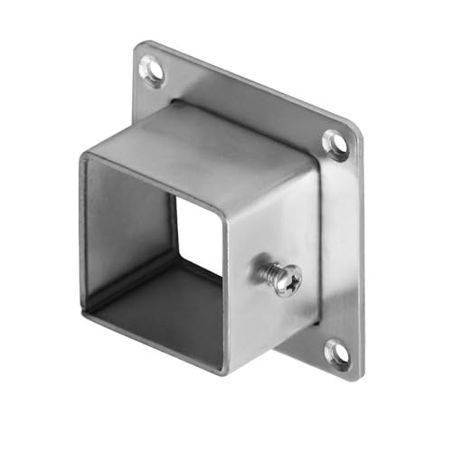 10 PCS 1-1/2″ Square Newel Post Flange Base, Stainless Steel Deck Rail Silver