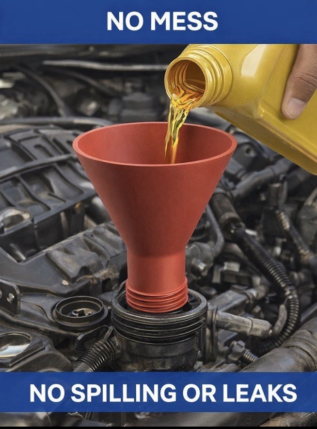Threaded Anti-Spill Oil Funnel – Screw-In No Mess Engine Oil Filling Tool