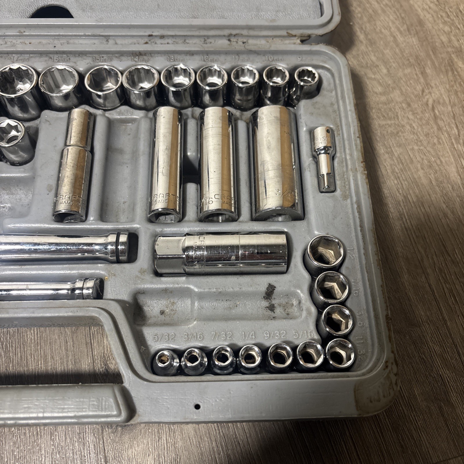 Craftsman 1/4″ 3/8″ Drive Standard SAE Metric MM Sockets Ratchet Set Vintage USA