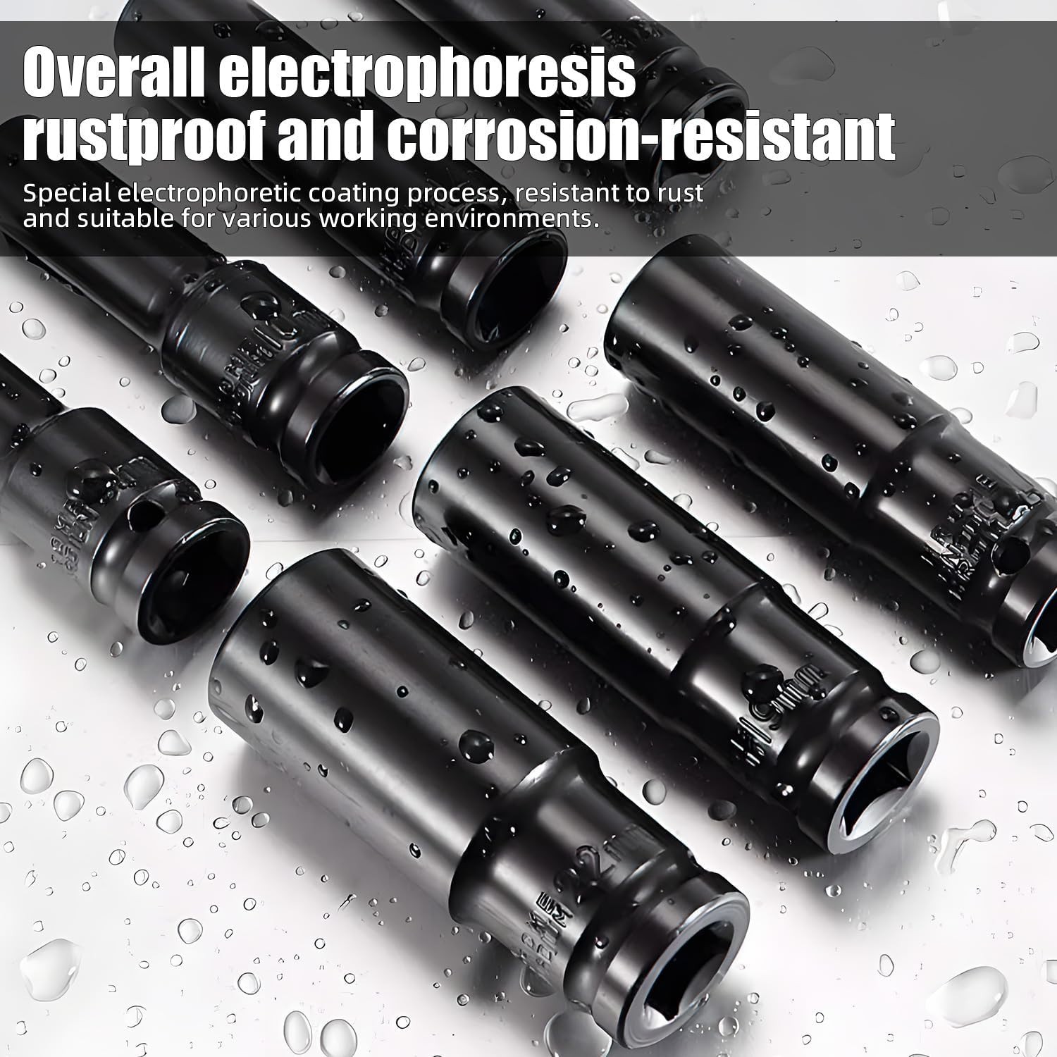 Deep Well Impact Socket Set 1/2″ Drive Metric 10mm-24mm 6 Point Sockets 10-PC