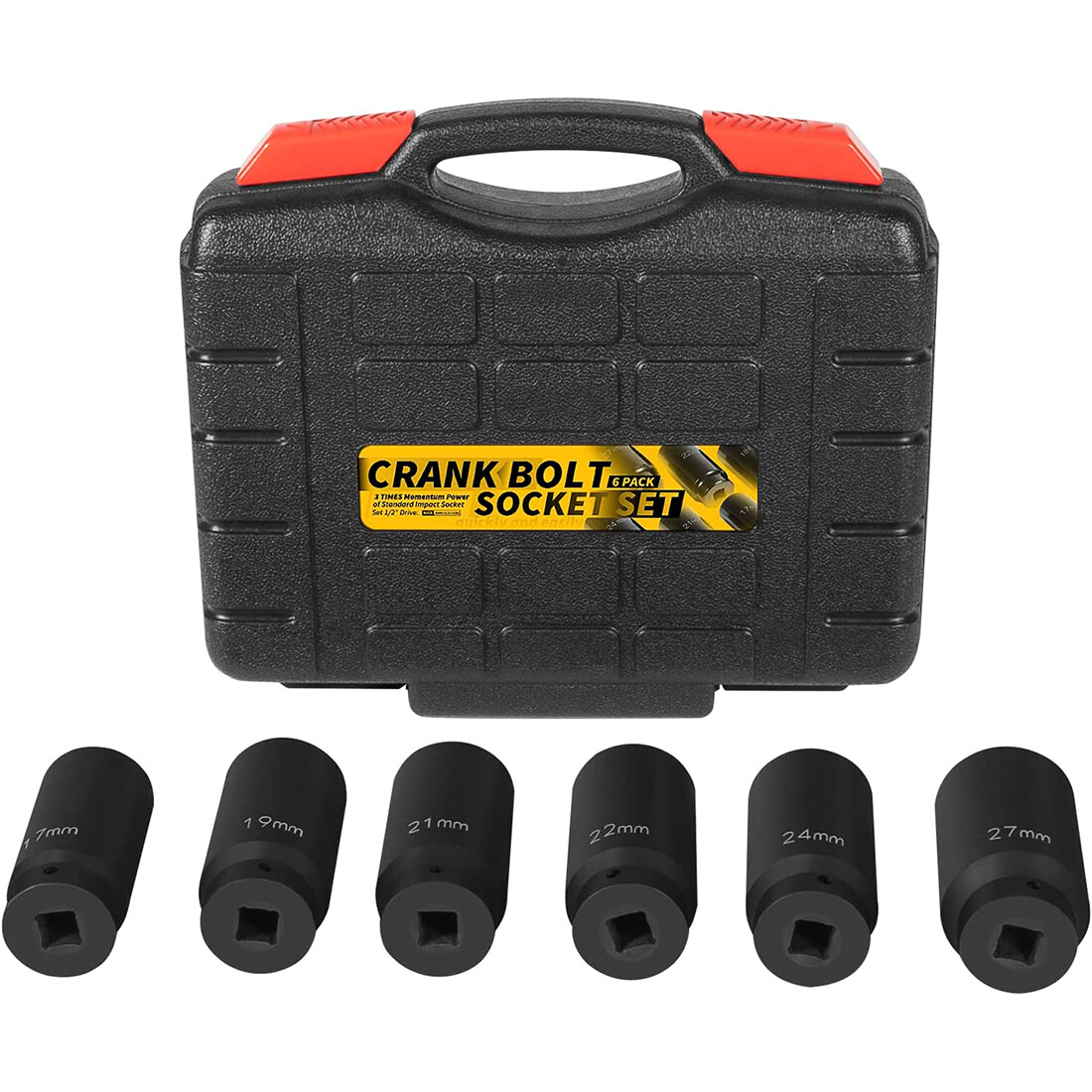 6 Pack Crank Bolt Socket Set 17/19/21/22/24/27mm Harmonic Balancer Impact Socket
