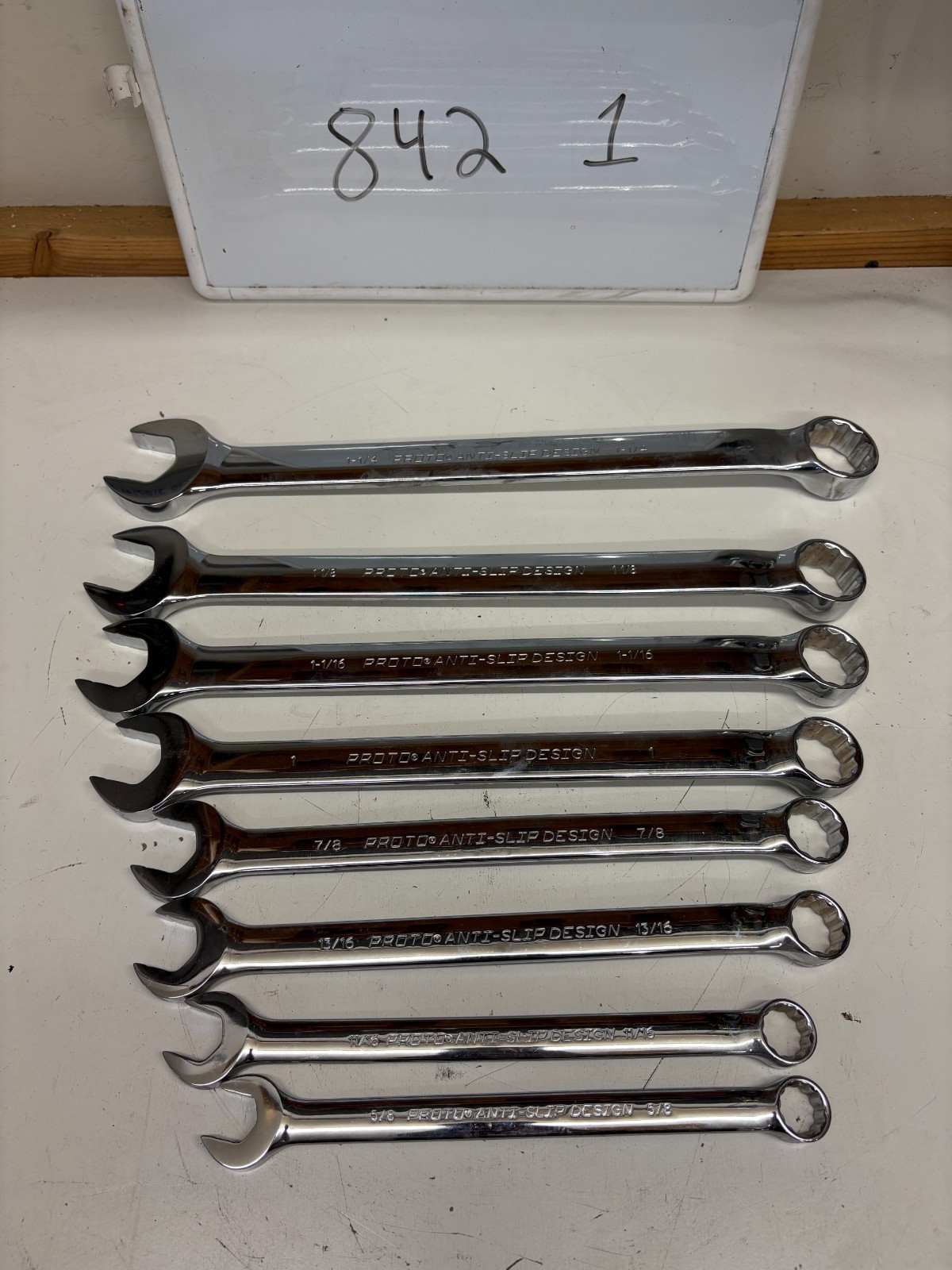 8 Set Proto Tools Anti-Slip SAE Wrench Set 1234-T500 1-1/4 1-1/8 1-1/16 7/8 5/8
