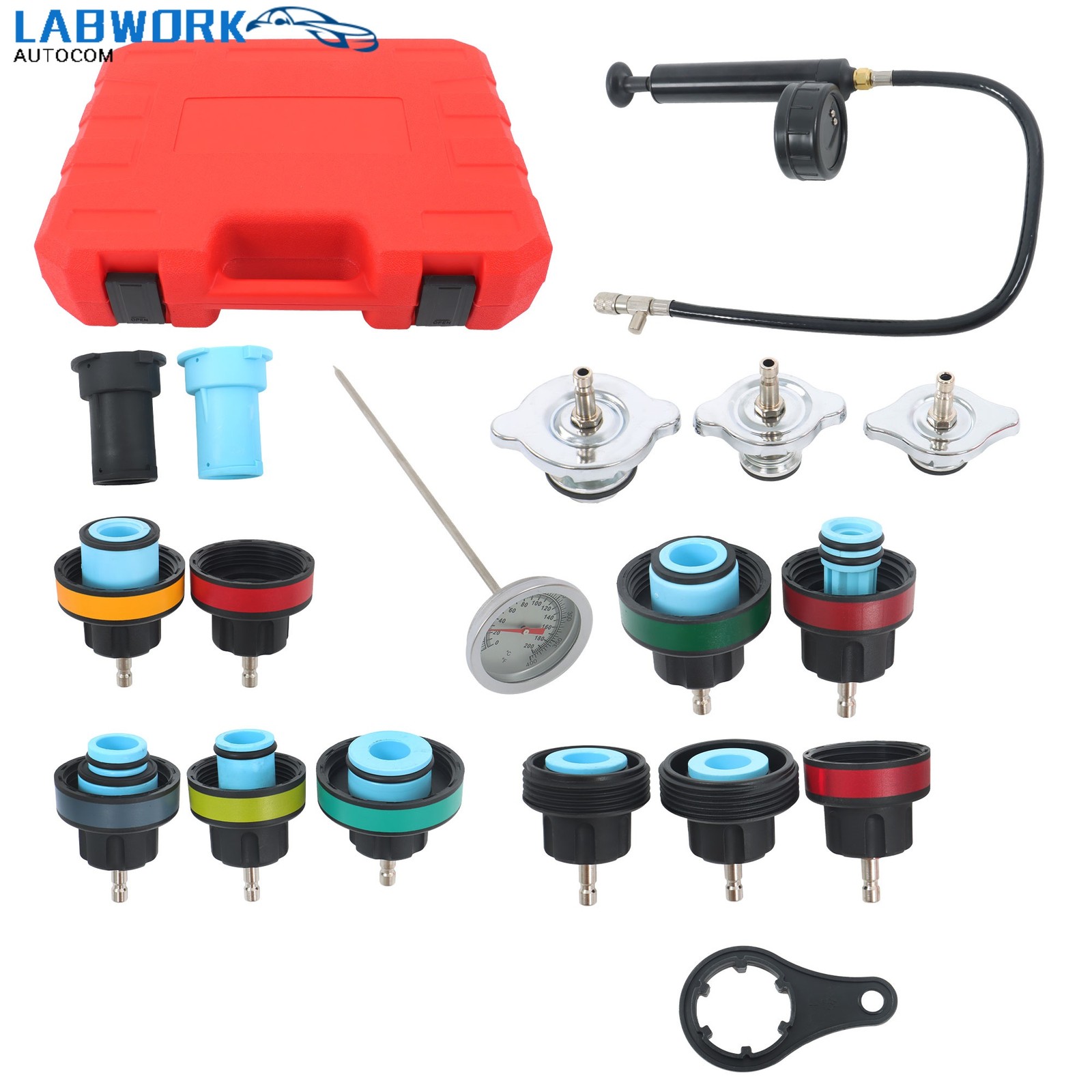 18pcs Universal Radiator Pressure Tester Kit Coolant Vacuum Type Cooling System