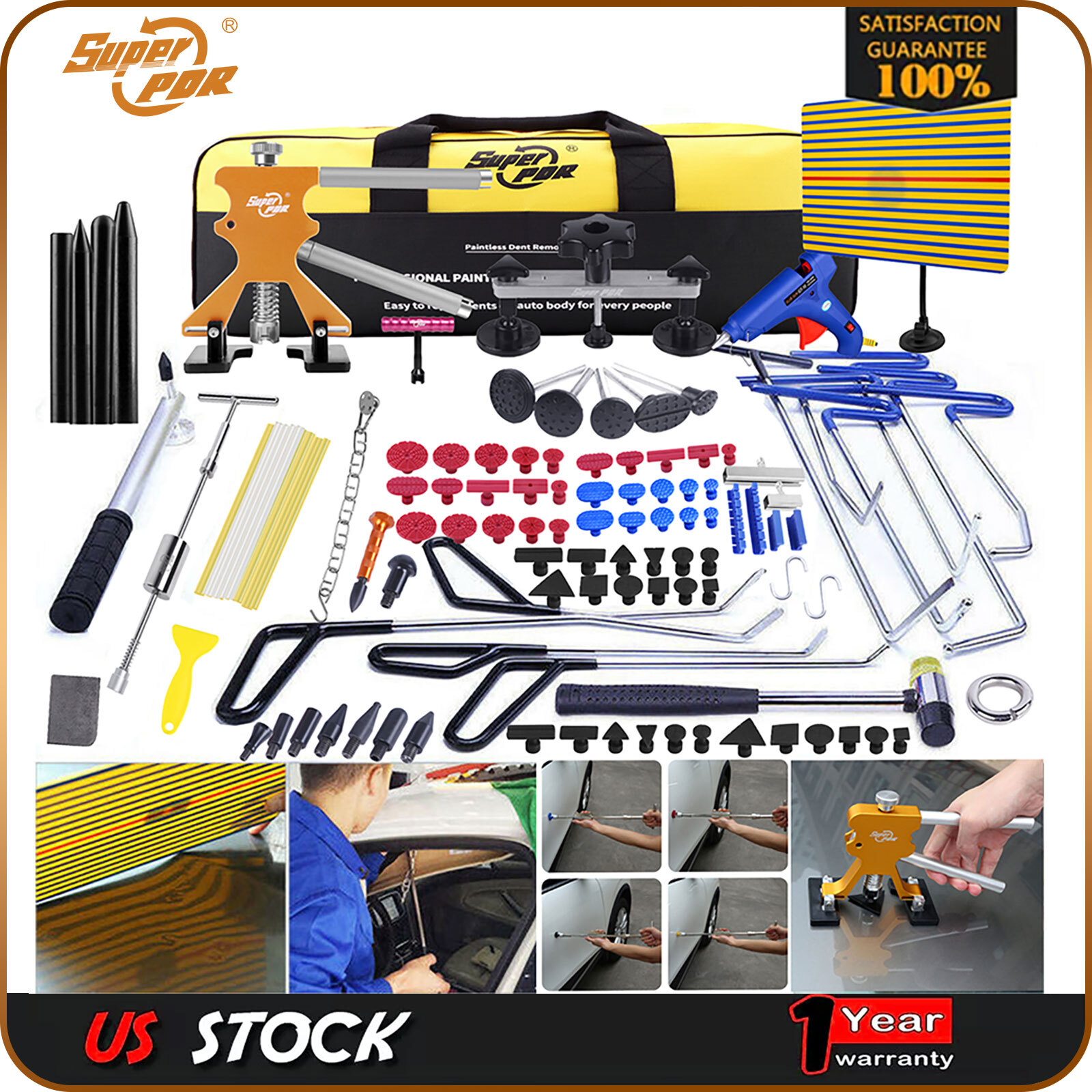 113X Big Car Body Dent Puller Auto Body Tools Paintless Hail Remover Repair Kit