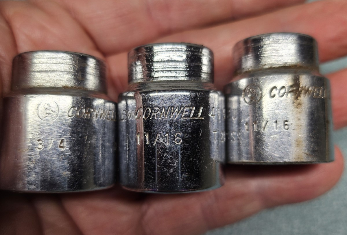 CORNWELL 3/4″ 1/2″ 3/8″ DRIVE SOCKETS SAE MIXED LOT OF DEEP WELL AND STANDARD