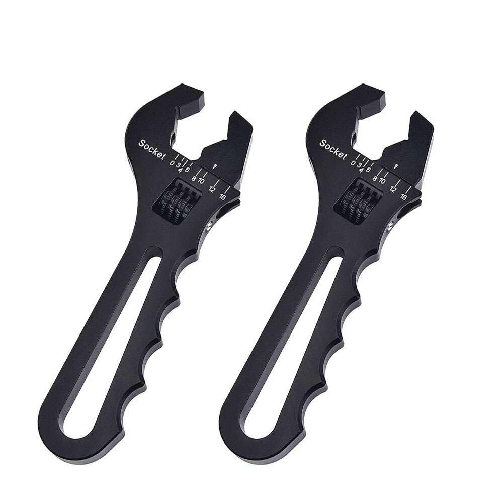 2PCS Black 3AN-16AN Adjustable Wrench Spanner Aluminum Tool For Hose End Fitting