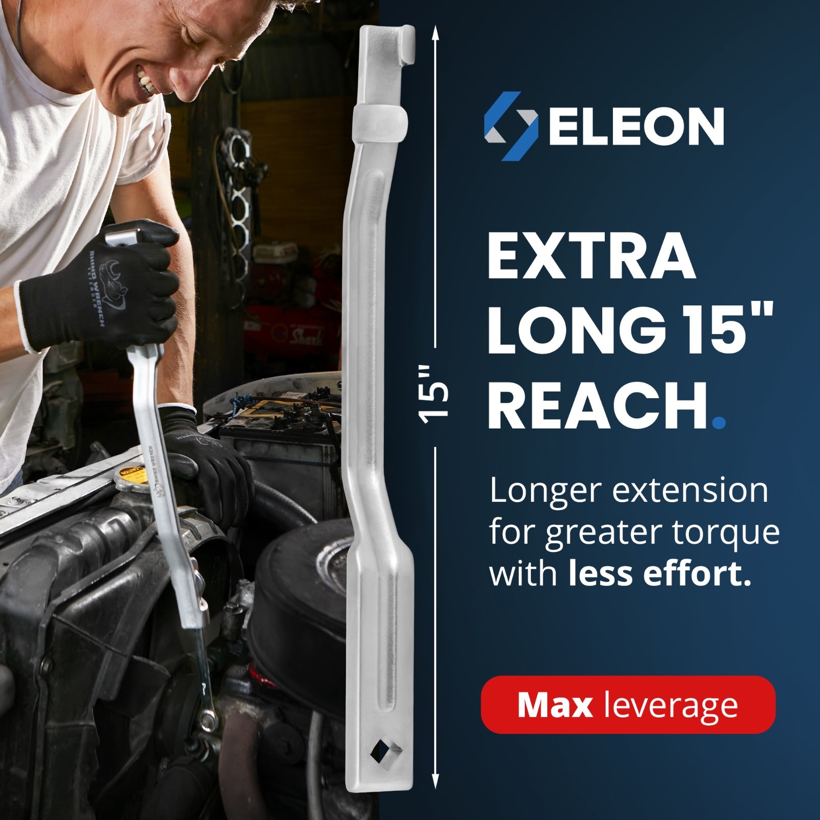 Rhino Wrench Extender Tool Bar 15 Inch Long Torque Amplifier Wrench Extension
