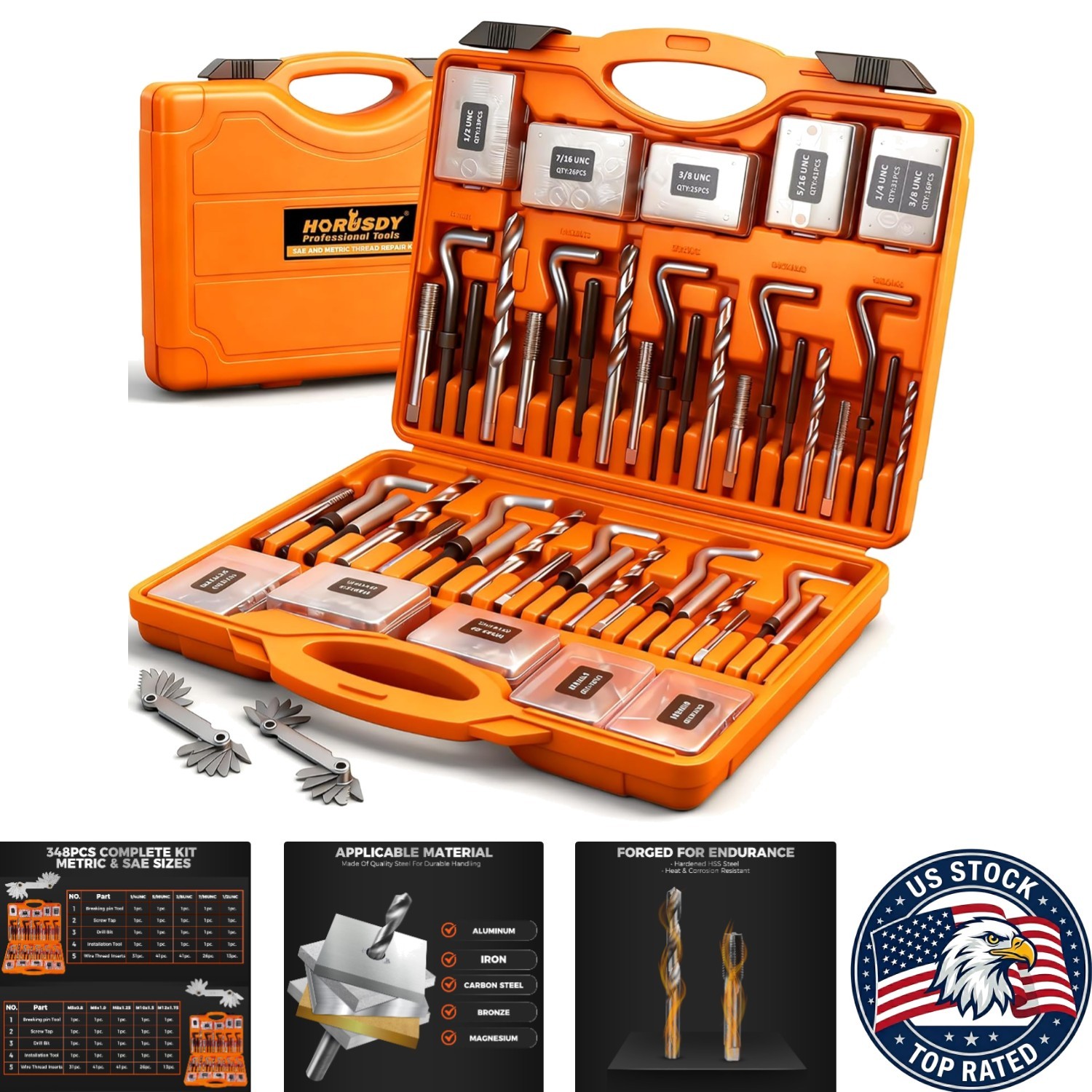 Ultimate Thread Repair Solution: 348-Piece Helicoil Kit with Tools