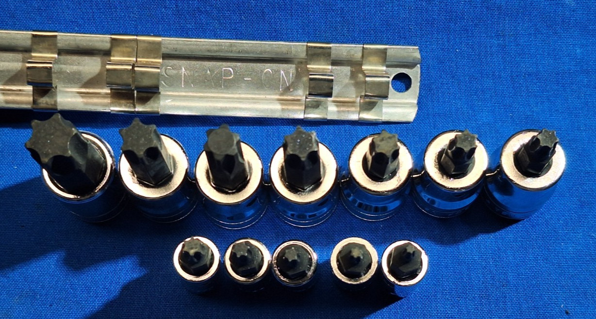 1986 Snap-On 211FTXY +1 12pc Torx bit socket set T55-T8 Includes FTX500 GM torx