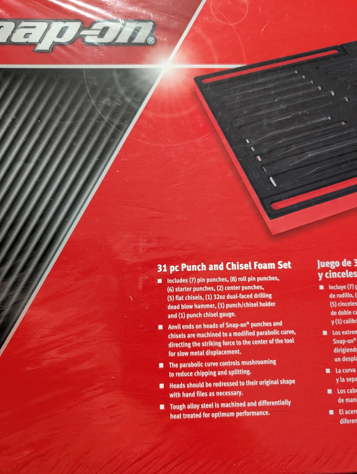 Snap-on USA BRAND NEW 31pc Punch & Chisel w/ Dual Face Hammer Set w/Foam PPC01FR