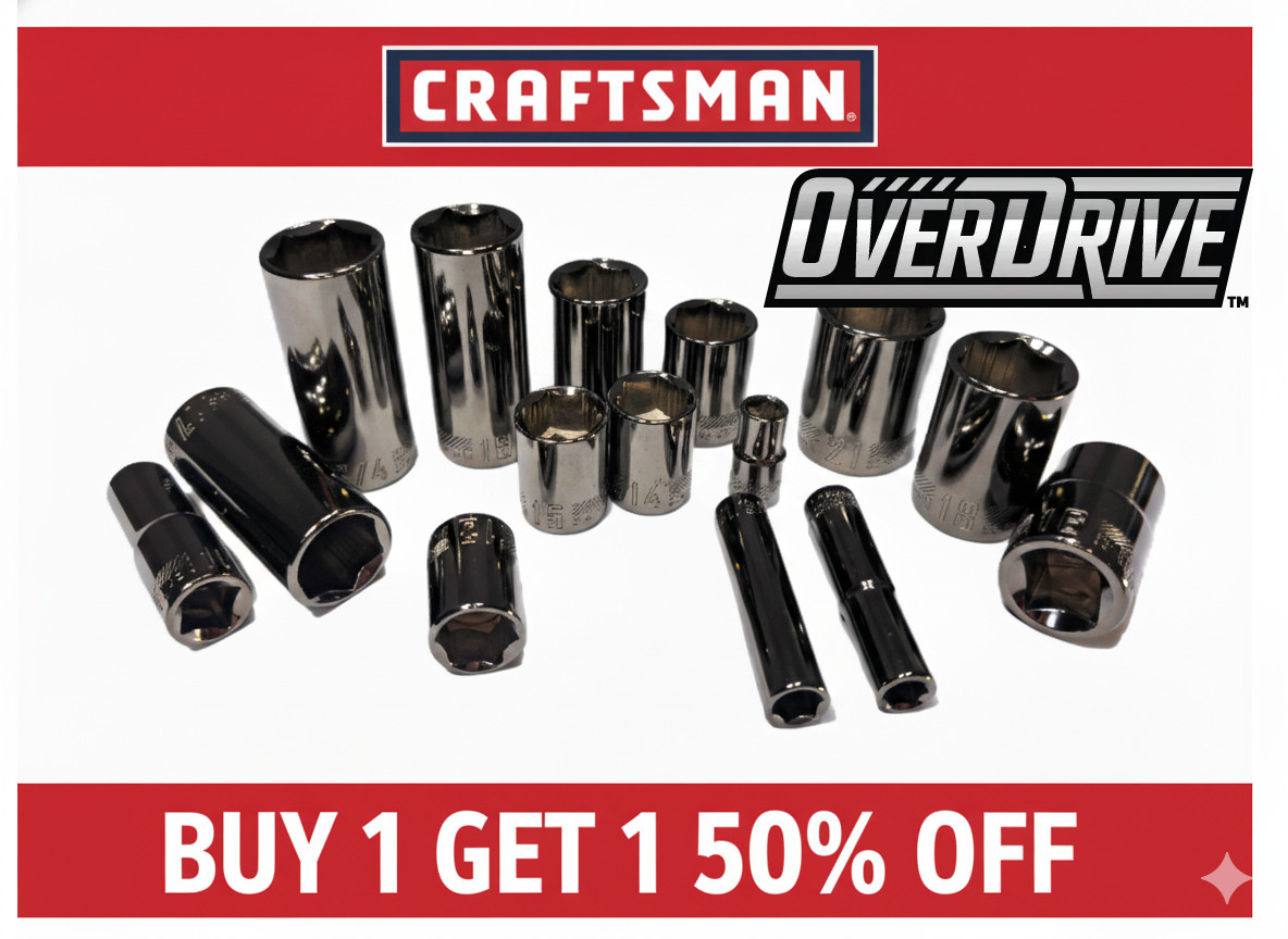 NEW CRAFTSMAN OVERDRIVE Sockets 1/4″ 3/8″ 1/2″ Drive All Sizes SAE Metric Deep