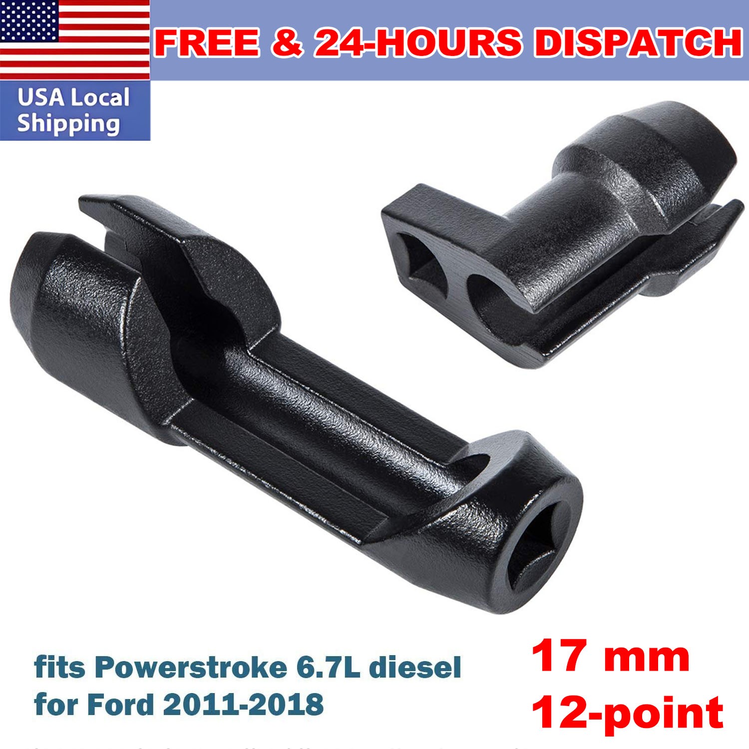 17mm Fuel Injector Line Flare Nut Socket Kit For Ford Power Stroke 6.7L Diesel