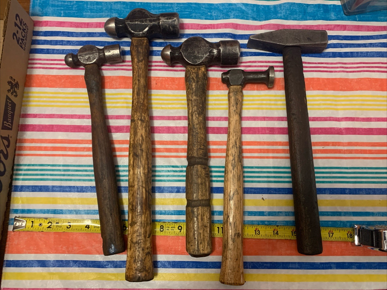 Lot Of 5 Mechanic Hammers Vaughn Fairmount 156-G Excelsior Made In USA Peen